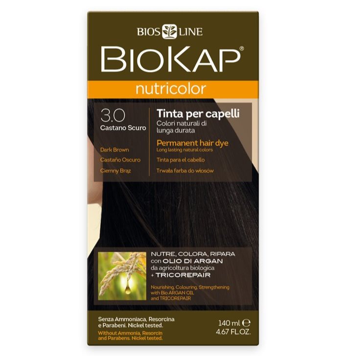 צבע שיער ביוקאפ חום כהה 3.0 ללא אמוניה וניקל מצמחים ושמן ארגן