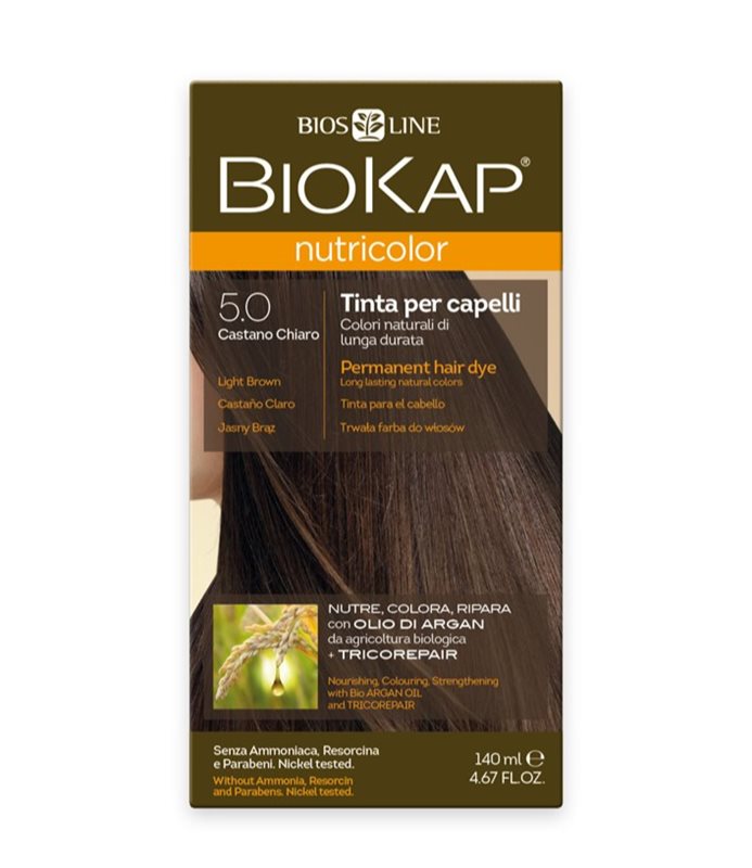 צבע שיער ביוקאפ חום בהיר 5.0 ללא אמוניה וניקל מצמחים ושמן ארגן