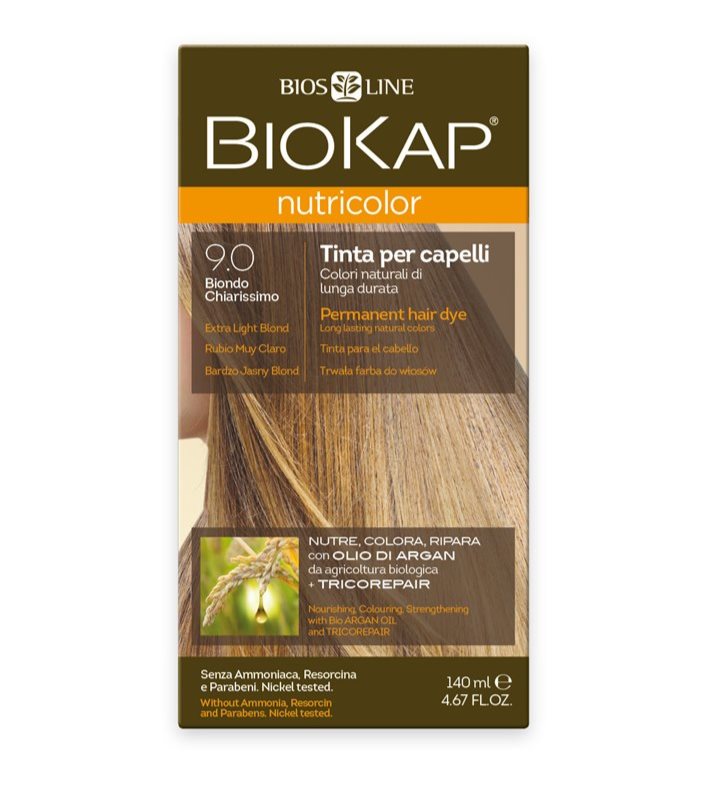 צבע שיער ביוקאפ בלונדיני אקסטרה בהיר 9.0 ללא אמוניה וניקל מצמחים ושמן ארגן