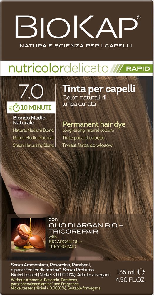 צבע שיער ביוקאפ צמחי לצביעה ב 10 דקות, בלונדיני טבעי 7.0 ללא אמוניה PPD וניקל