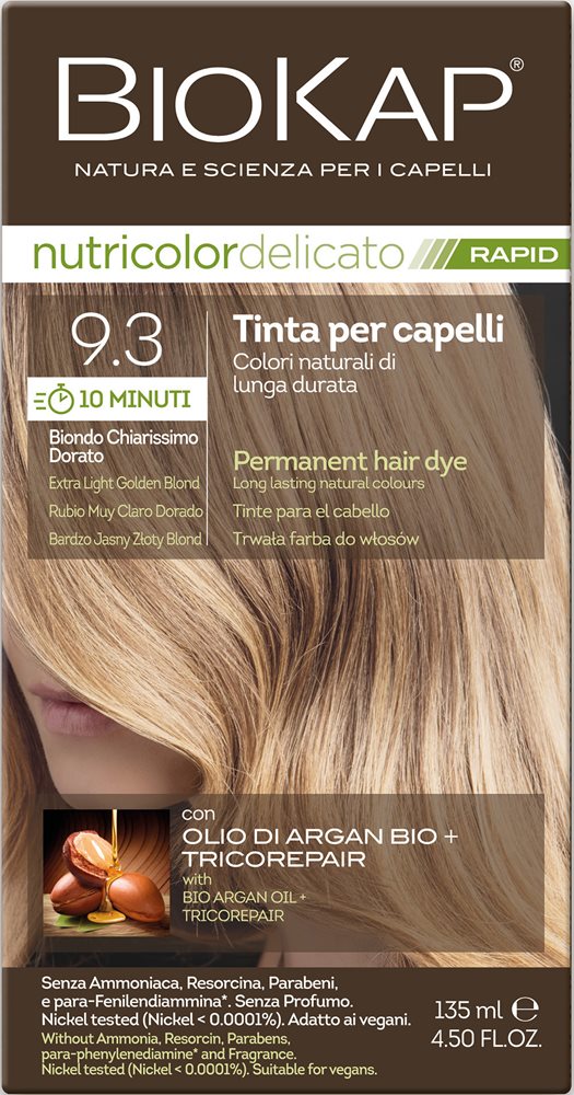 צבע שיער ביוקאפ צמחי לצביעה ב 10 דקות, בלונדיני זהב 9.30 ללא אמוניה PPD וניקל