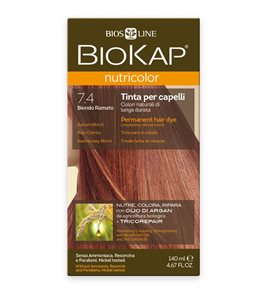 צבע שיער ביוקאפ בלונדיני אובורן 7.4 ללא אמוניה וניקל מצמחים ושמן ארגן