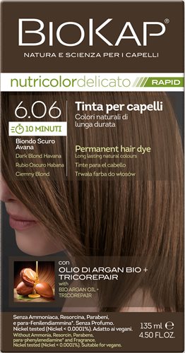 צבע שיער ביוקאפ צמחי לצביעה ב 10 דקות, בלונדיני הוואנה 6.06 ללא אמוניה PPD וניקל