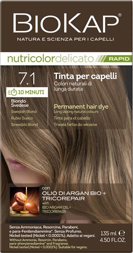 צבע שיער ביוקאפ צמחי לצביעה ב 10 דקות, בלונדיני שוודי 7.1 ללא אמוניה PPD וניקל