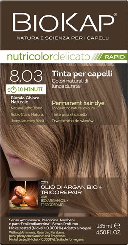 צבע שיער ביוקאפ צמחי לצביעה ב 10 דקות, בלונדיני בהיר 8.03 ללא אמוניה PPD וניקל