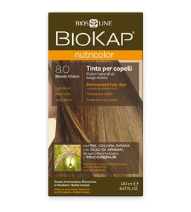 צבע שיער ביוקאפ בלונדיני בהיר 8.0 ללא אמוניה וניקל מצמחים ושמן ארגן