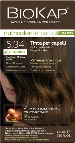 צבע שיער ביוקאפ צמחי לצביעה ב 10 דקות, דבש ערמונים 5.34 ללא אמוניה PPD וניקל