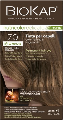 צבע שיער ביוקאפ צמחי לצביעה ב 10 דקות, בלונדיני טבעי 7.0 ללא אמוניה PPD וניקל